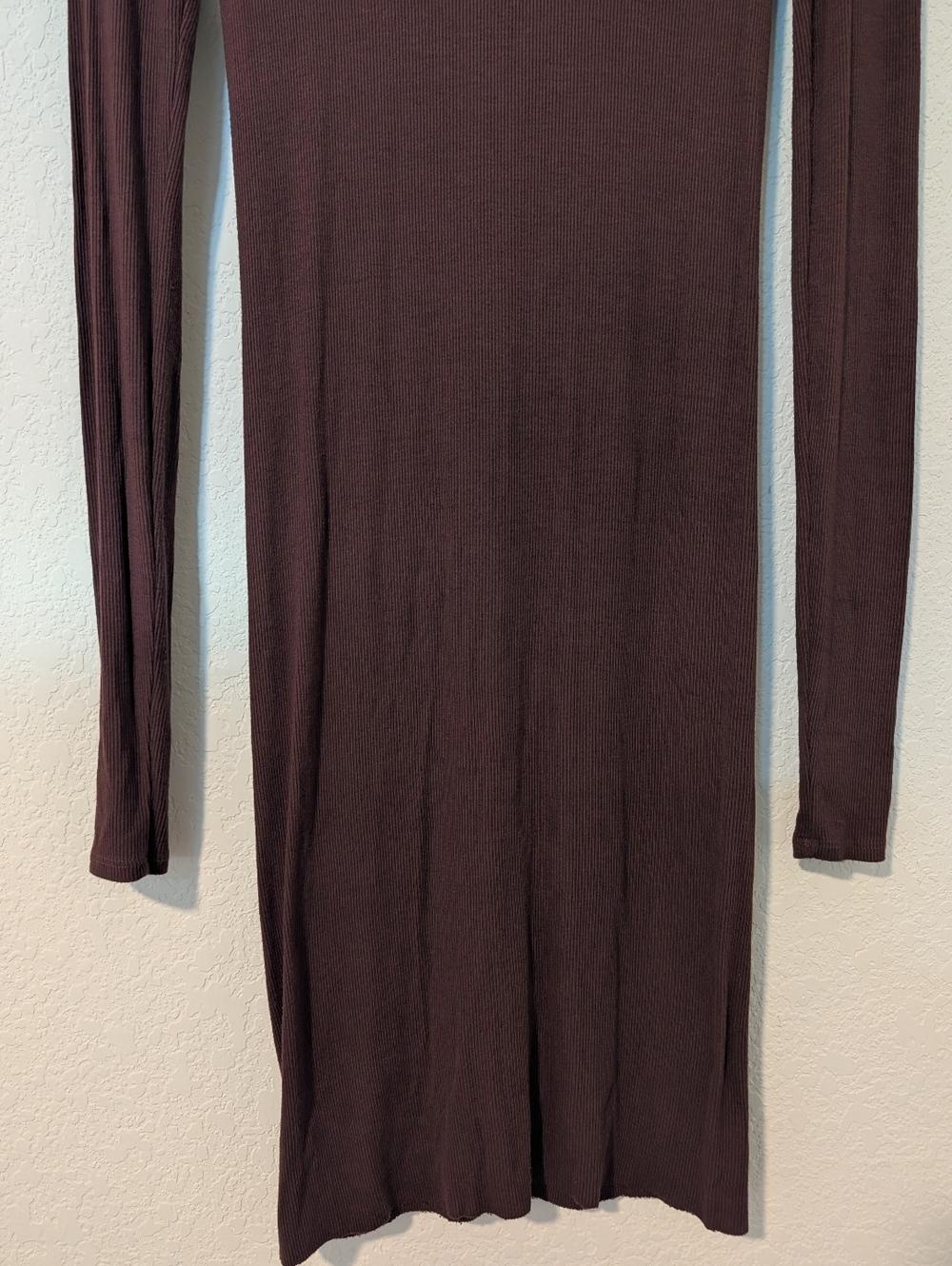 Enza Costa Burgundy Ribbed Viscose Silk Turtleneck Slim Bodycon Mini Dress SM - Picture 7 of 10